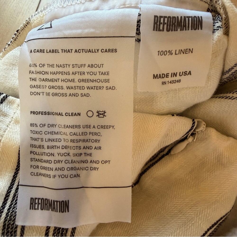 Reformation white and Black Striped cropped linen Pants size 0 - Picture 8 of 12